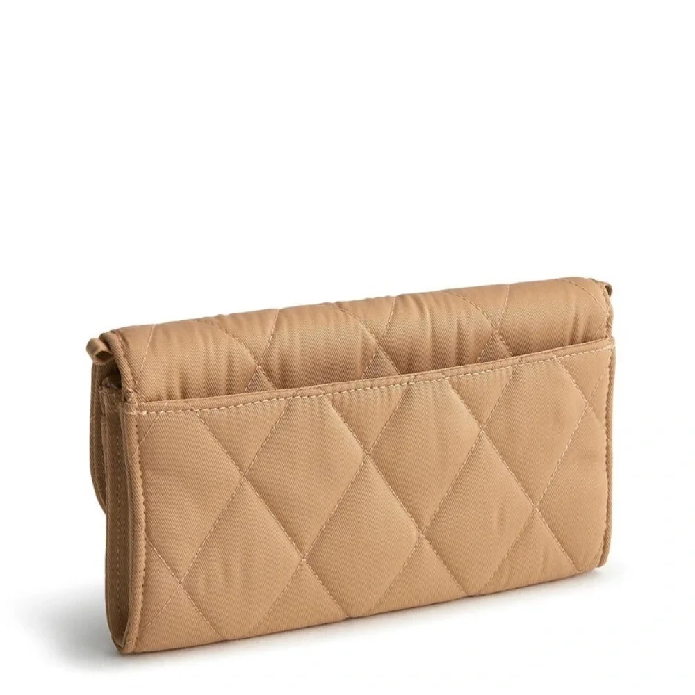 VERA BRADLEY Wildwood Wallet Twill Crossbody Tiger's Eye tan brown - Picture 3 of 12